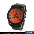 Men silicone watch black strap stainless steel back watch big